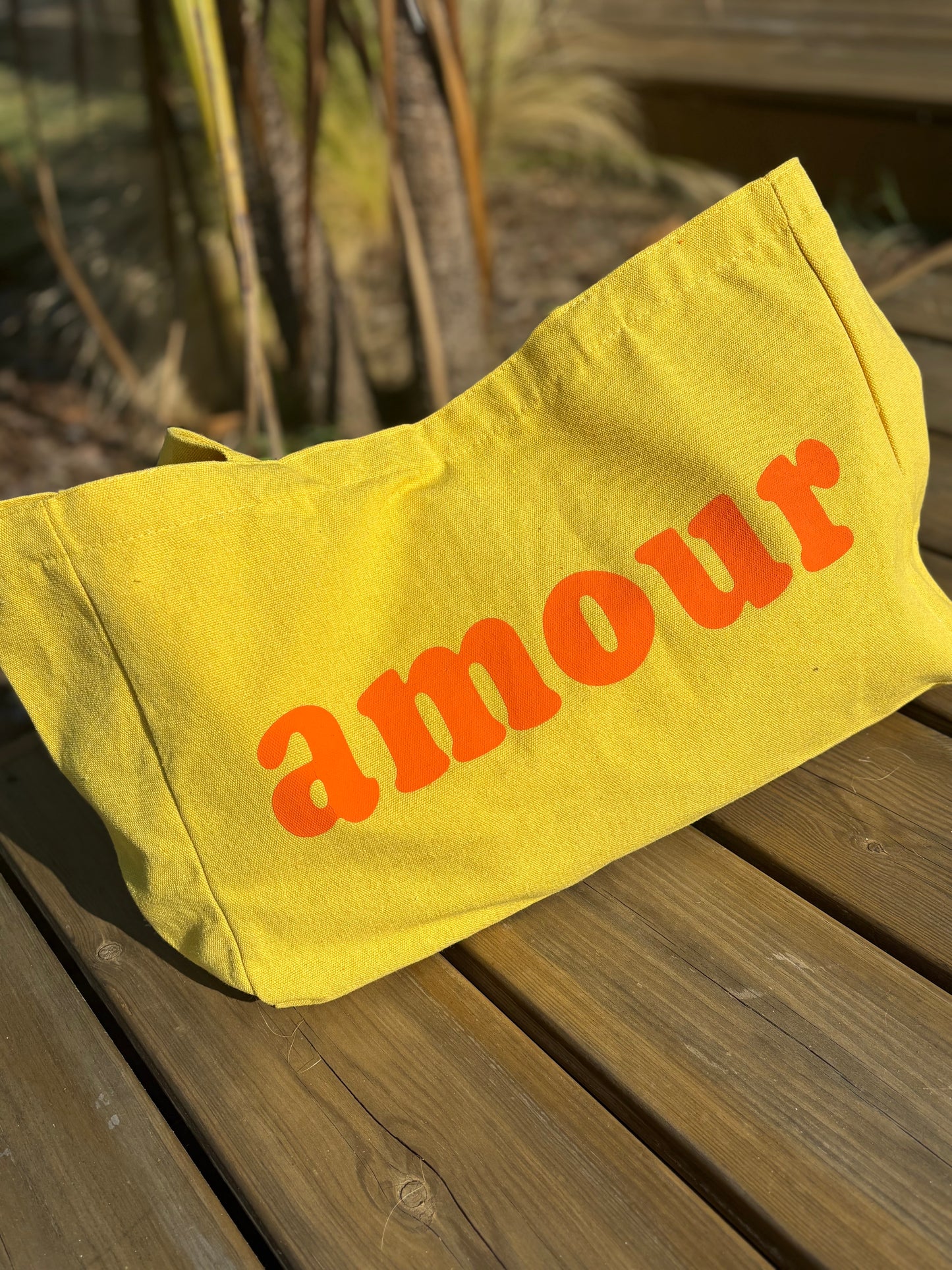 Grand cabas Amour uni jaune