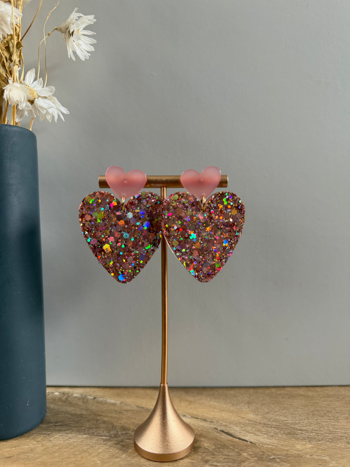 Boucles d'oreilles Cœur XL - Champagne