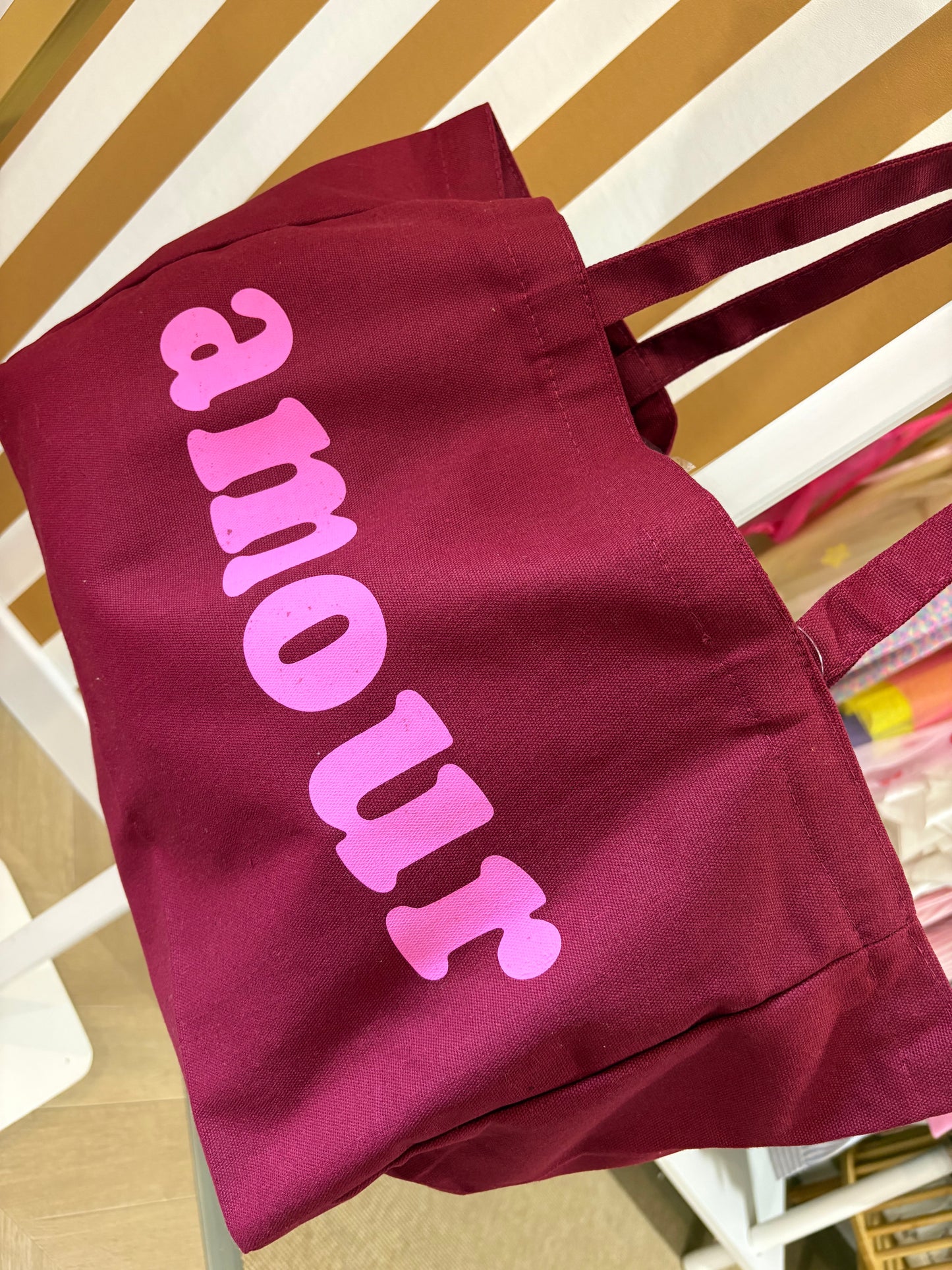 Grand cabas Amour uni bordeaux