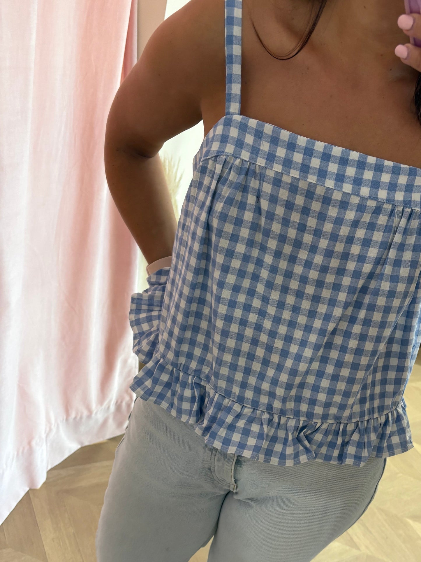 Top Jade Vichy Bleu