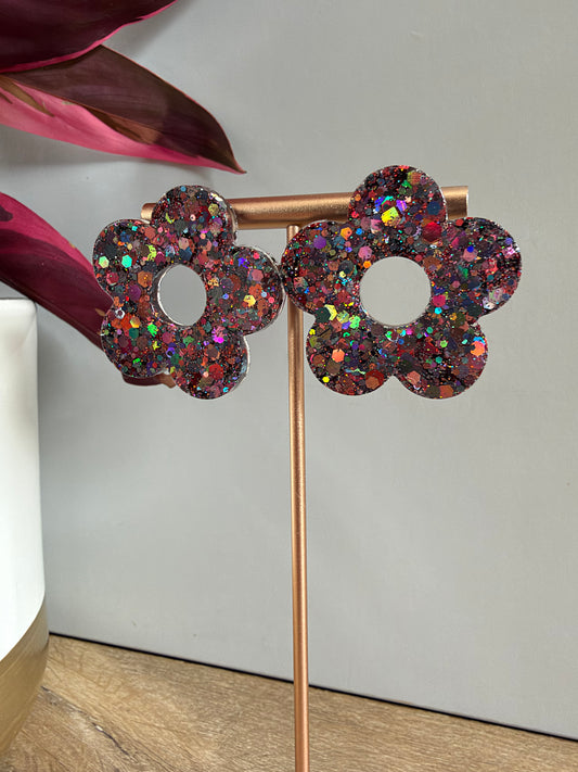 Boucles d'oreilles Mona - Noir & rouge