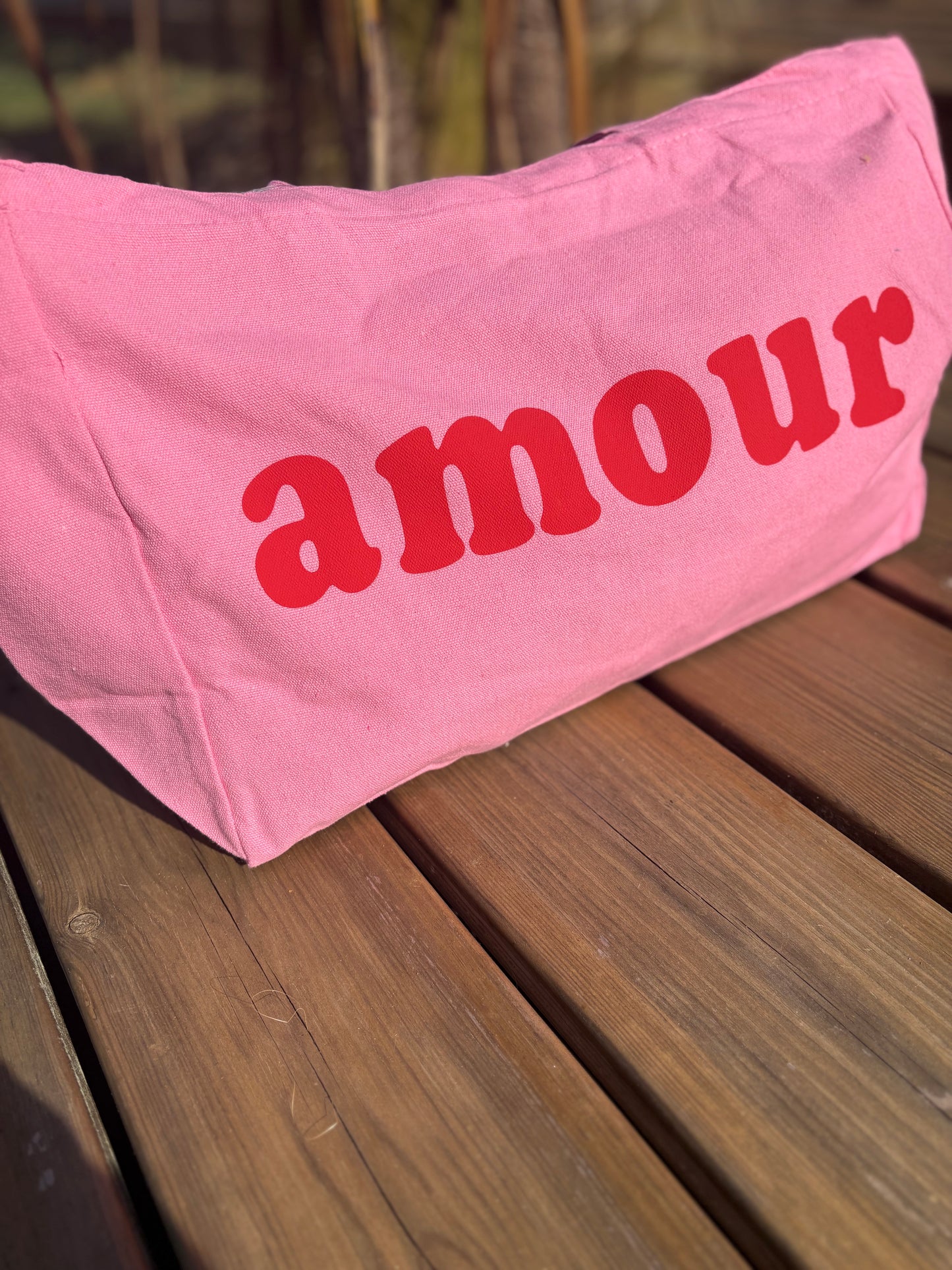 Grand cabas Amour uni rose đź’—