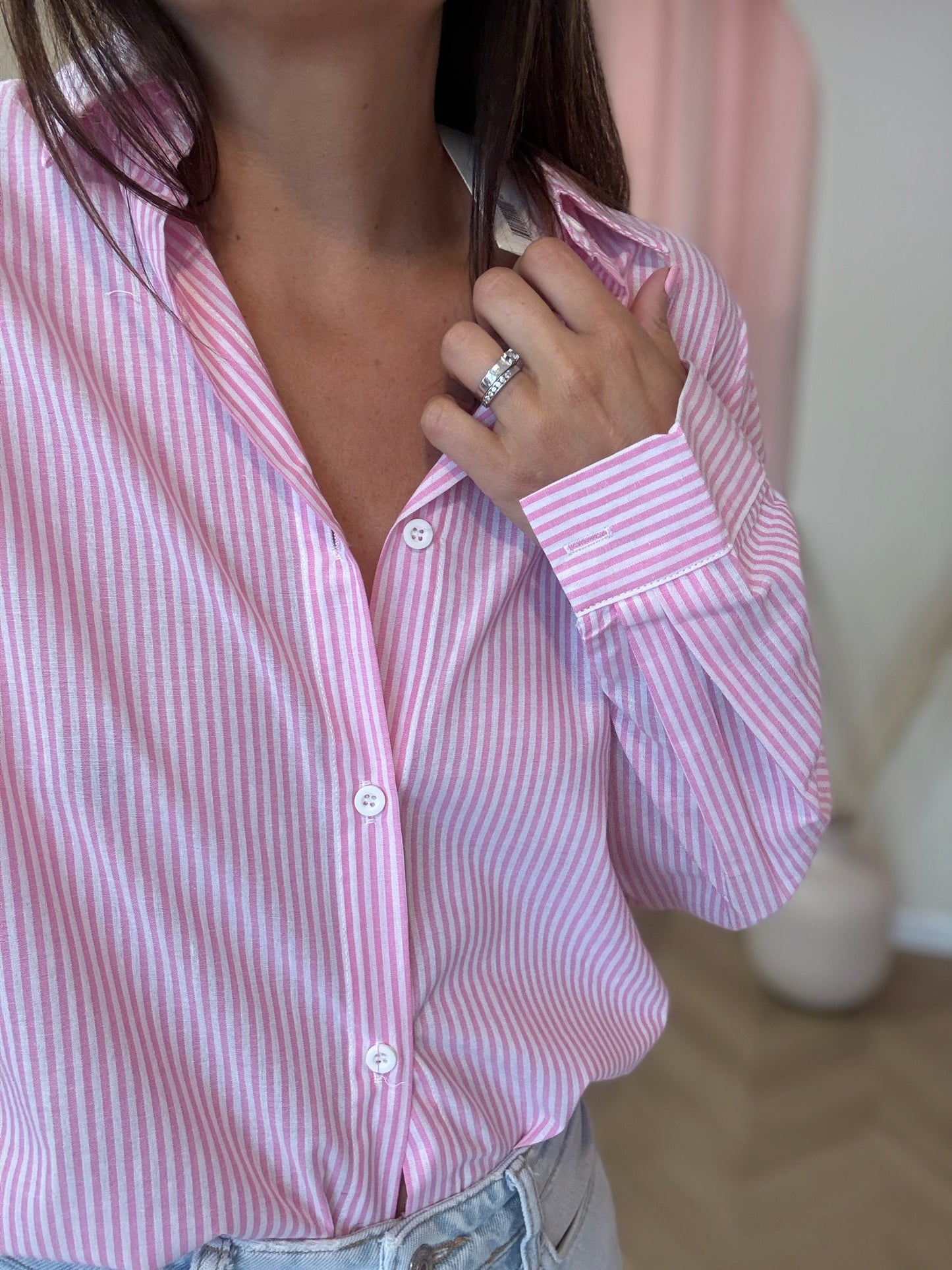 Chemise cœur rose