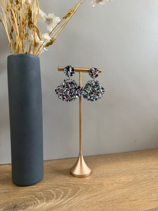 Boucles d’oreilles Coquillage - Noir & rose