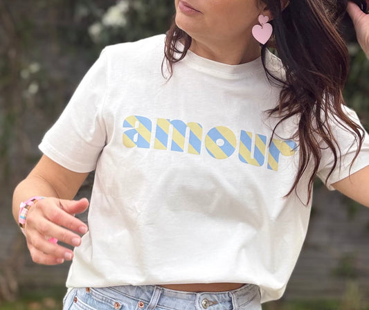 T-shirt Amour jaune & bleu