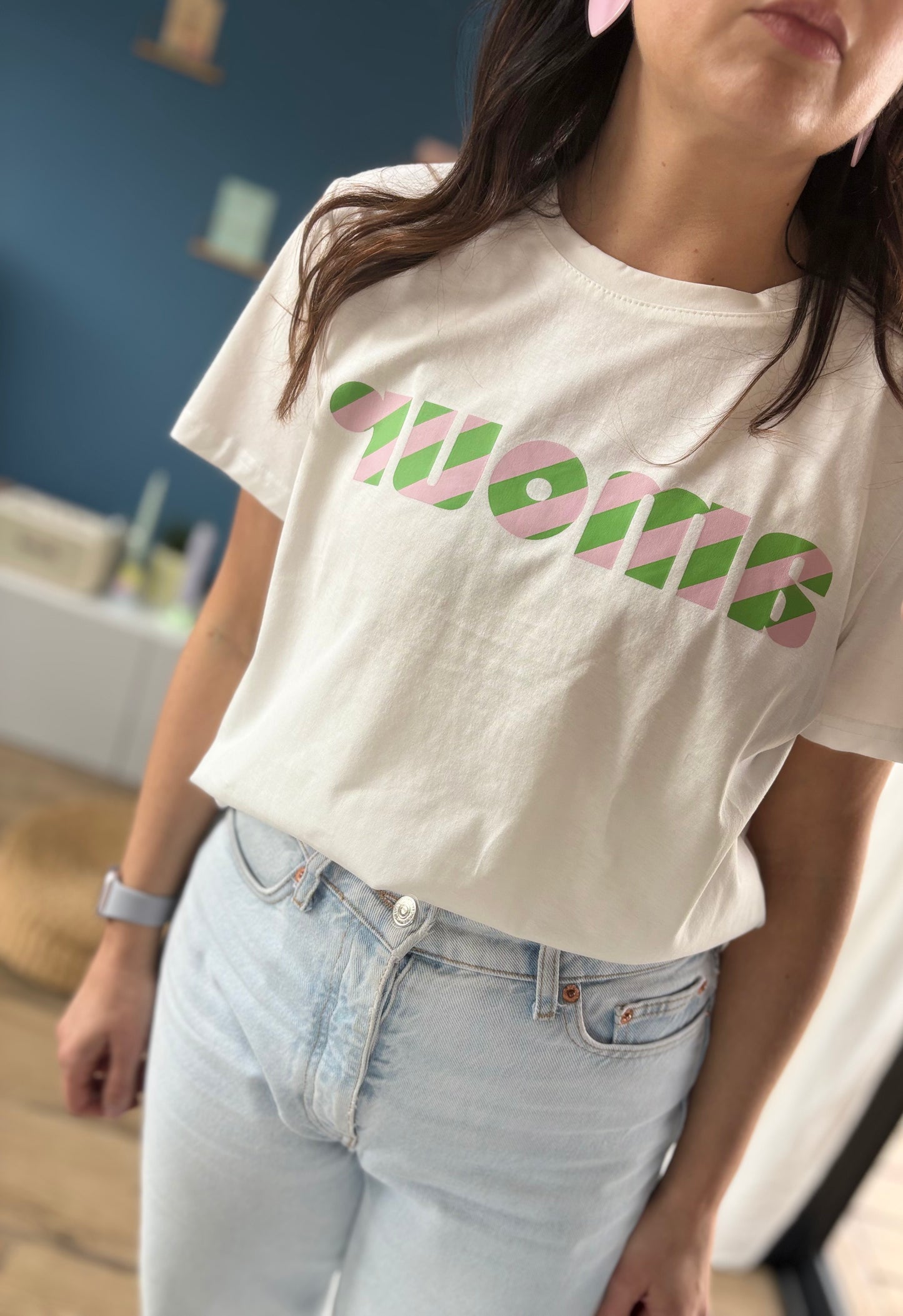 T-shirt Amour rose & vert