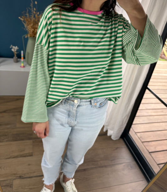 T-shirt Marine vert & blanc