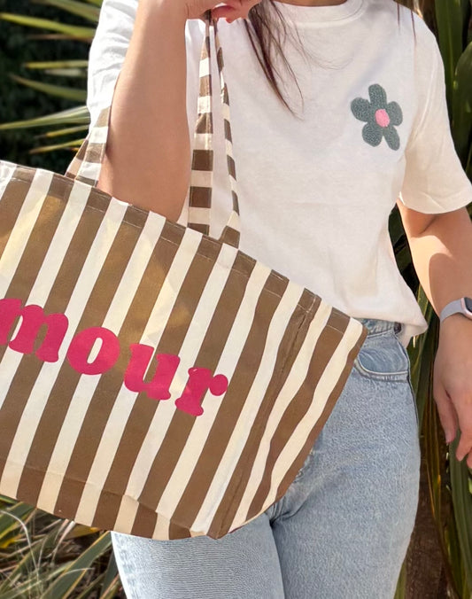 T-shirt fleur bouclette vert