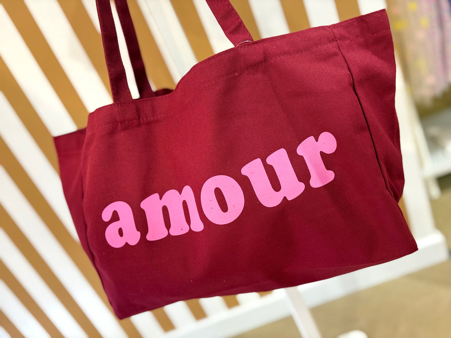 Grand cabas Amour uni bordeaux