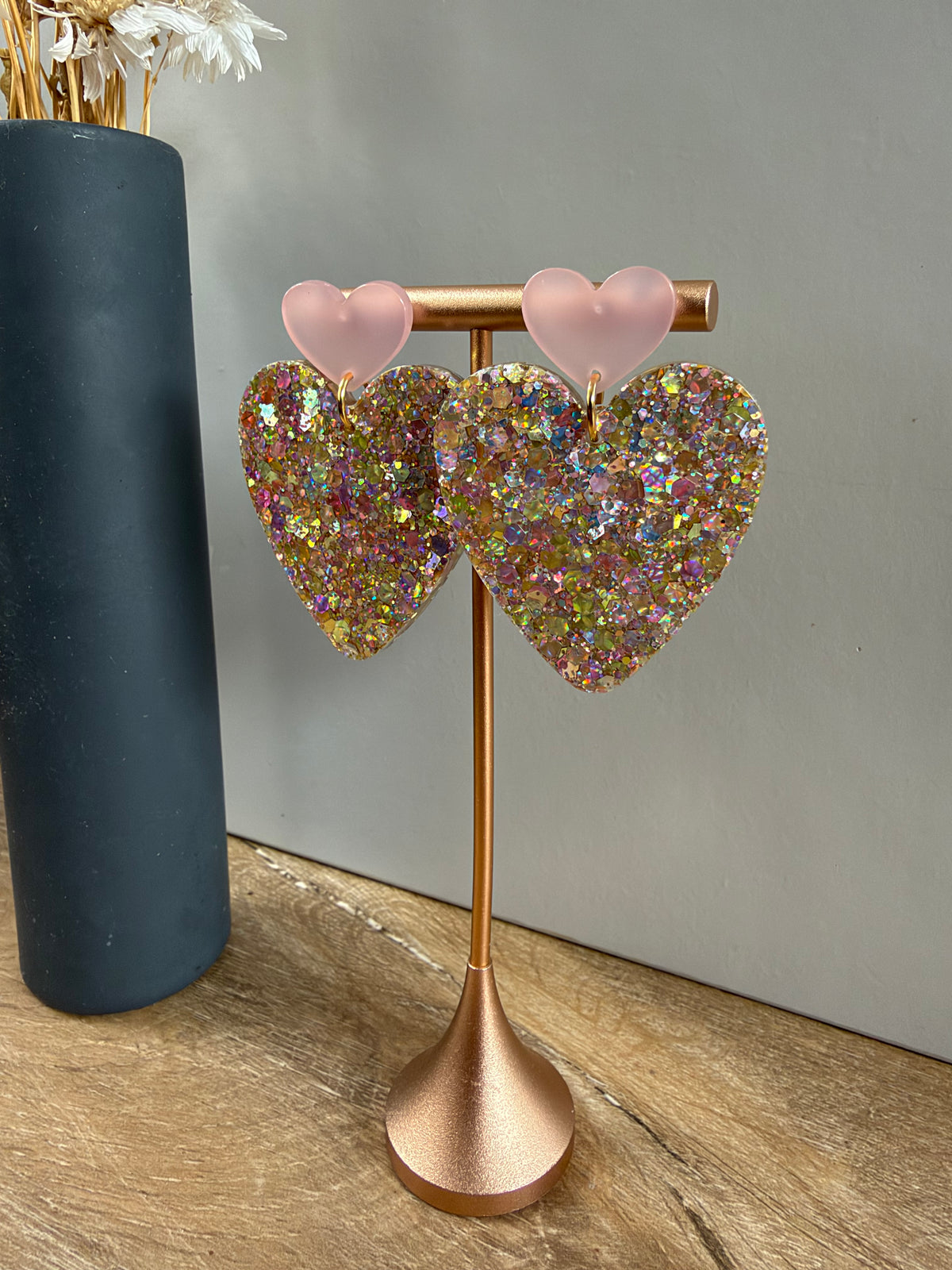 Boucles d'oreilles Cœur XL - Mix doré