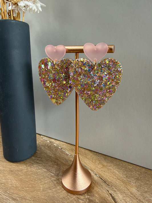 Boucles d'oreilles Cœur XL - Mix doré
