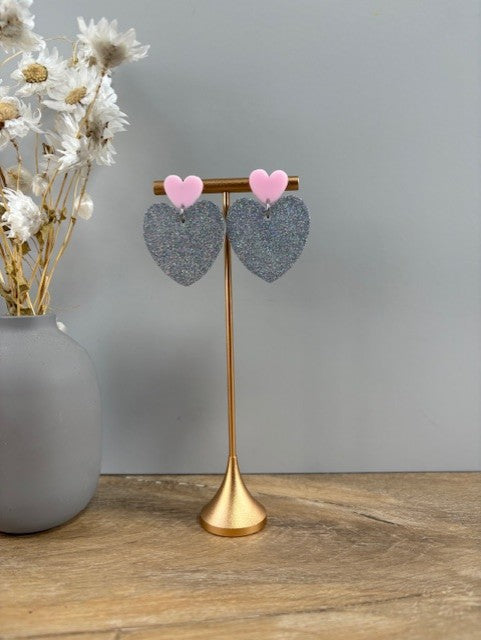 Boucles d'oreille cœur paillettes
