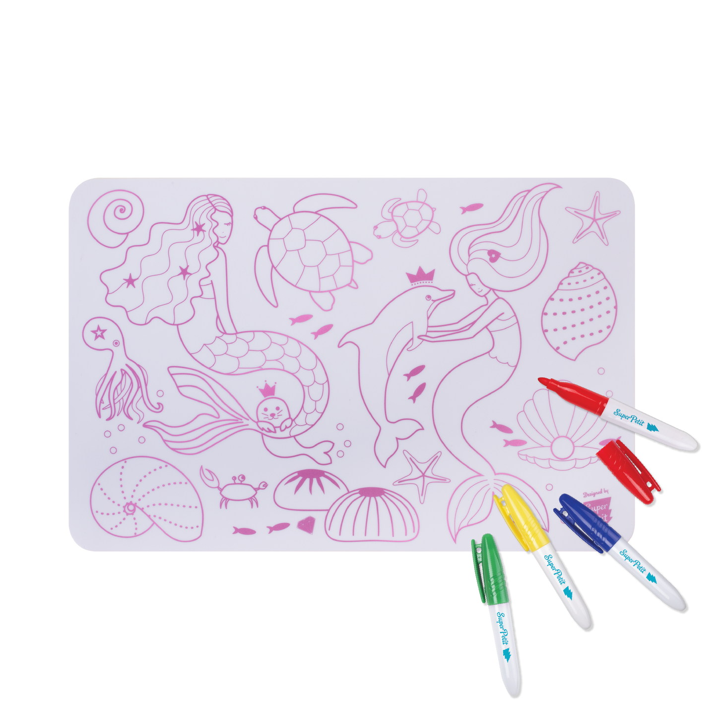 Coloriage nomade : Mini Playmat SIRENE - 4 feutres inclus