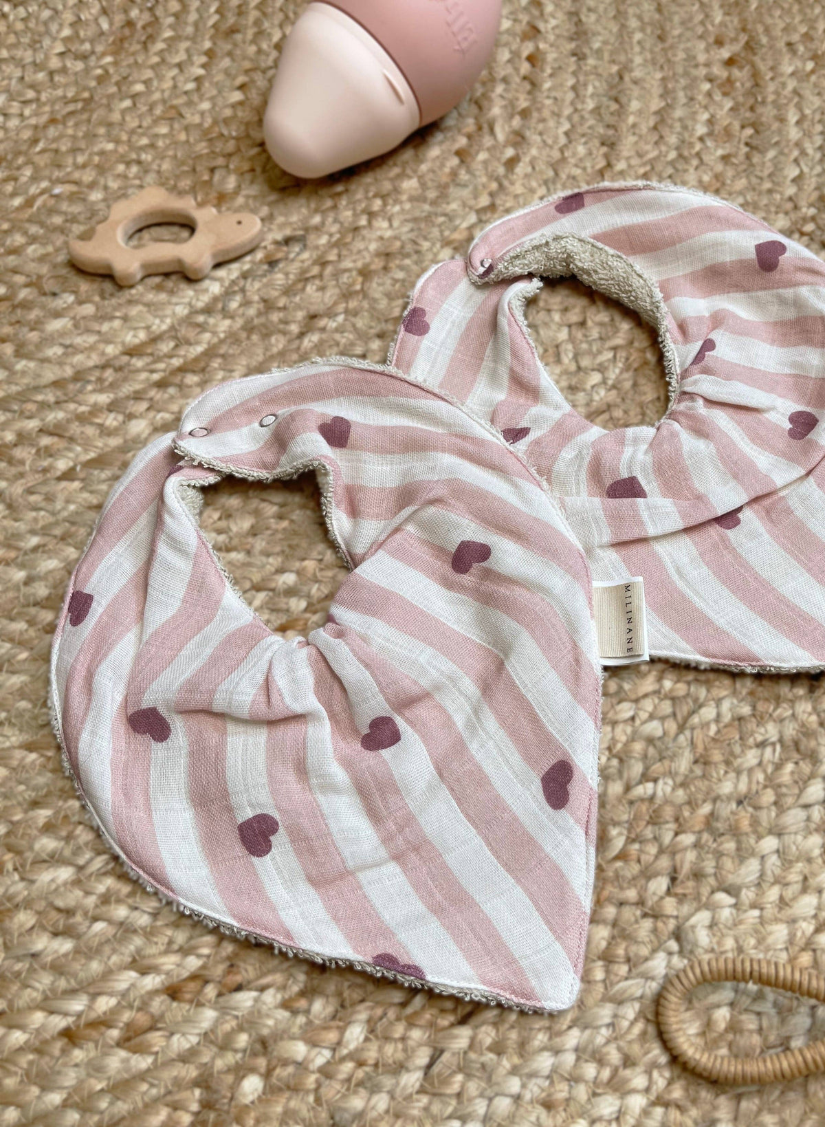 Bavoir bandana MAEL rose