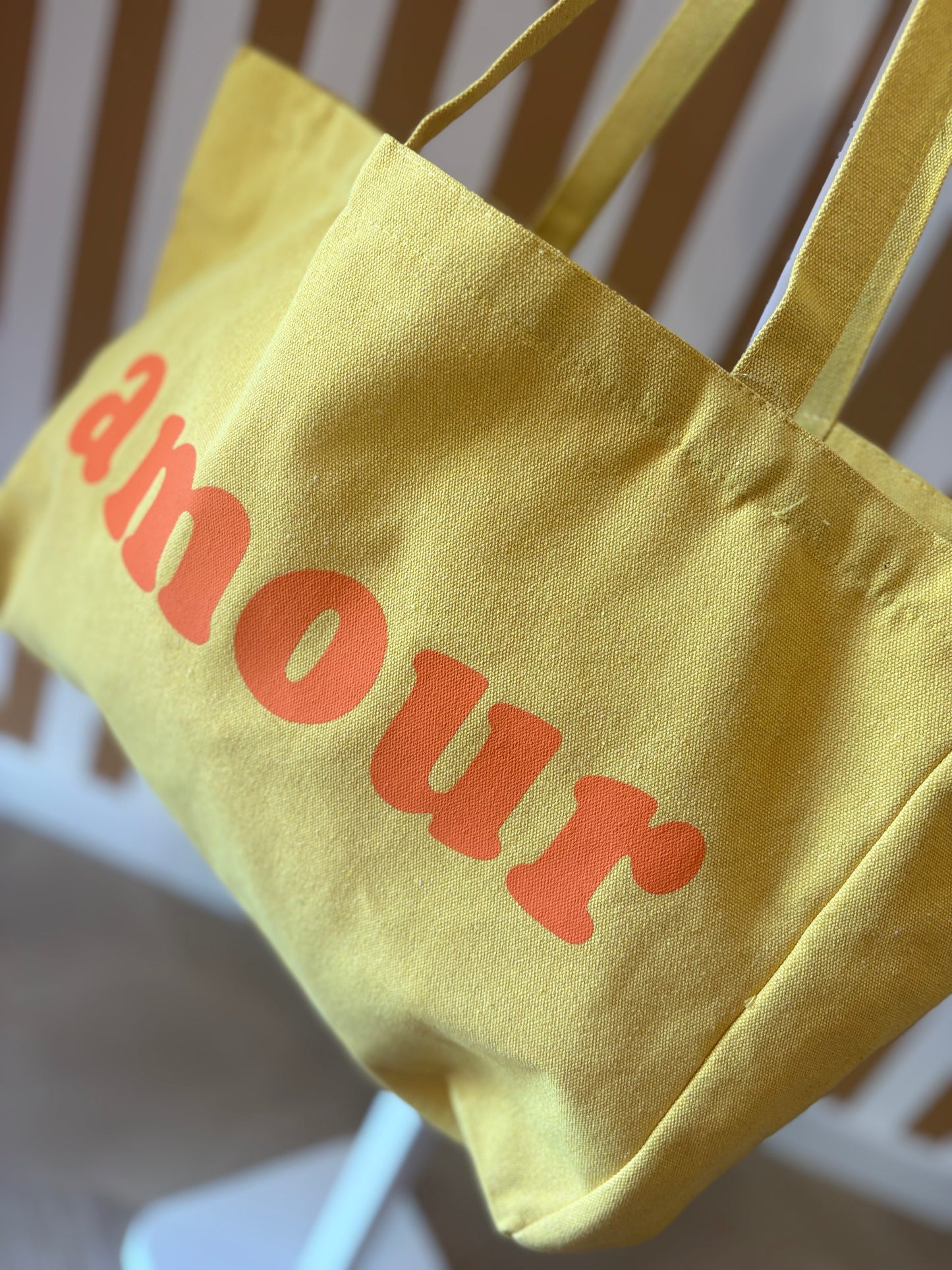 Grand cabas Amour uni jaune