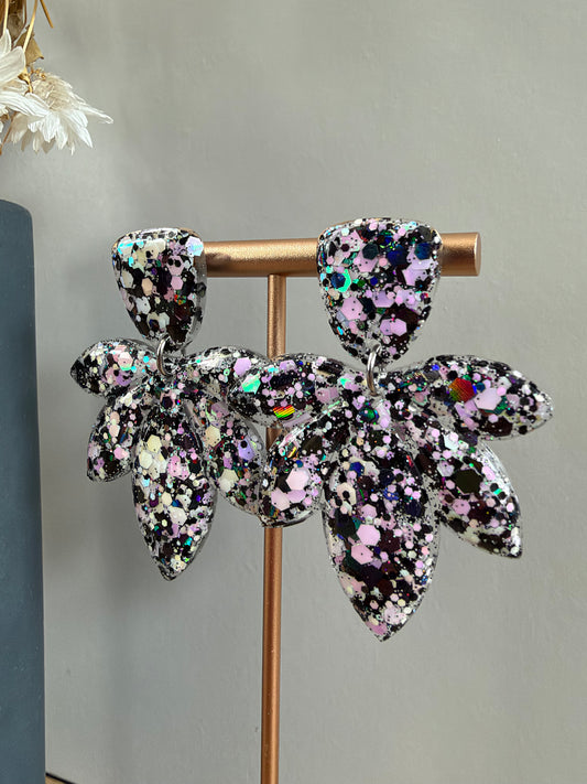 Boucles d'oreilles Charlène - Noir & rose