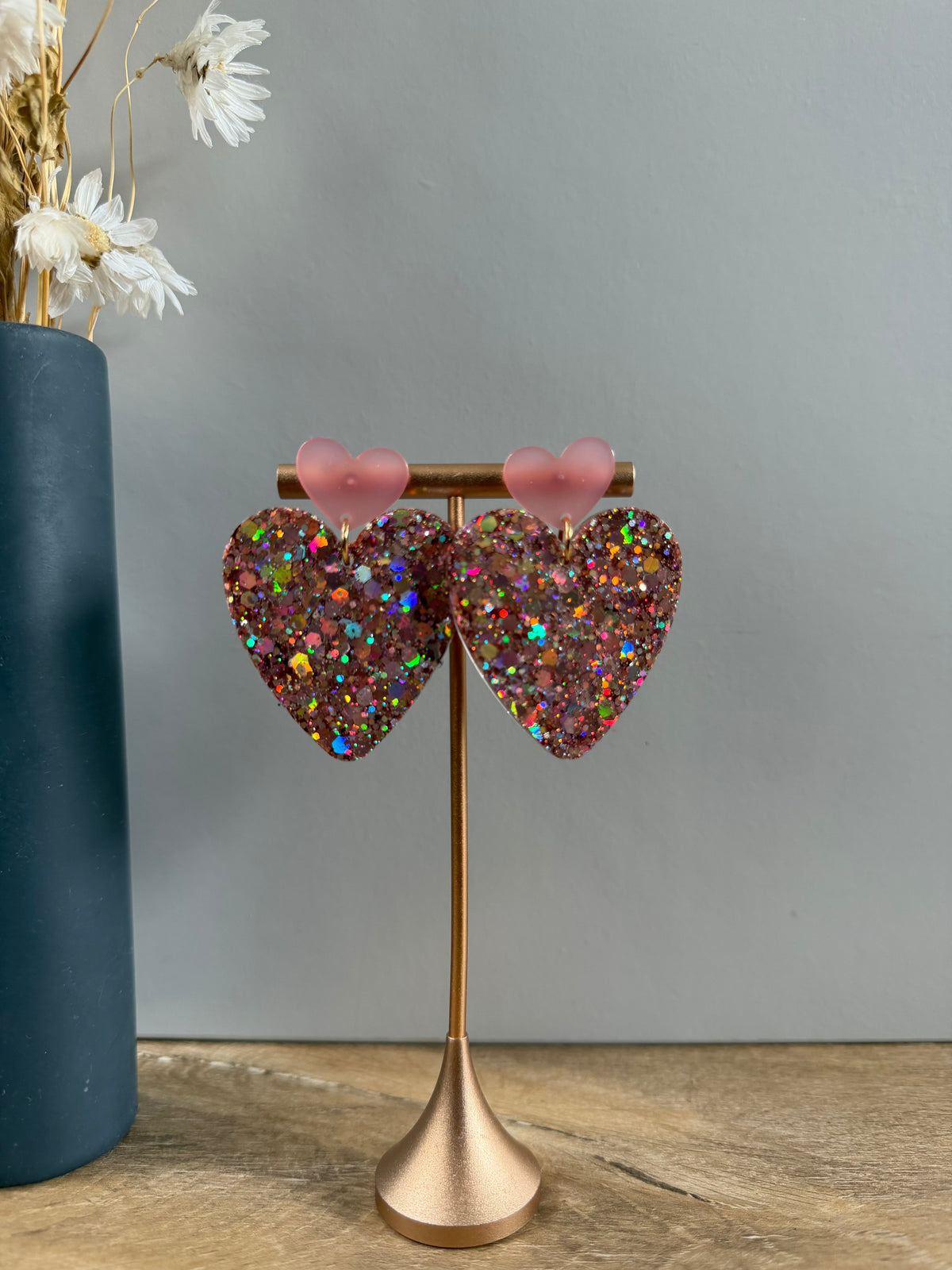 Boucles d'oreilles Cœur XL - Champagne