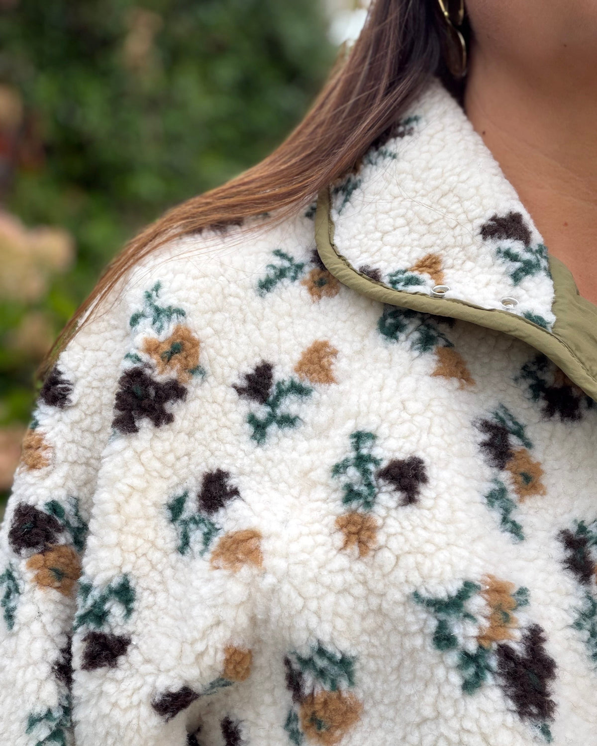 Veste Louna fleurs kaki