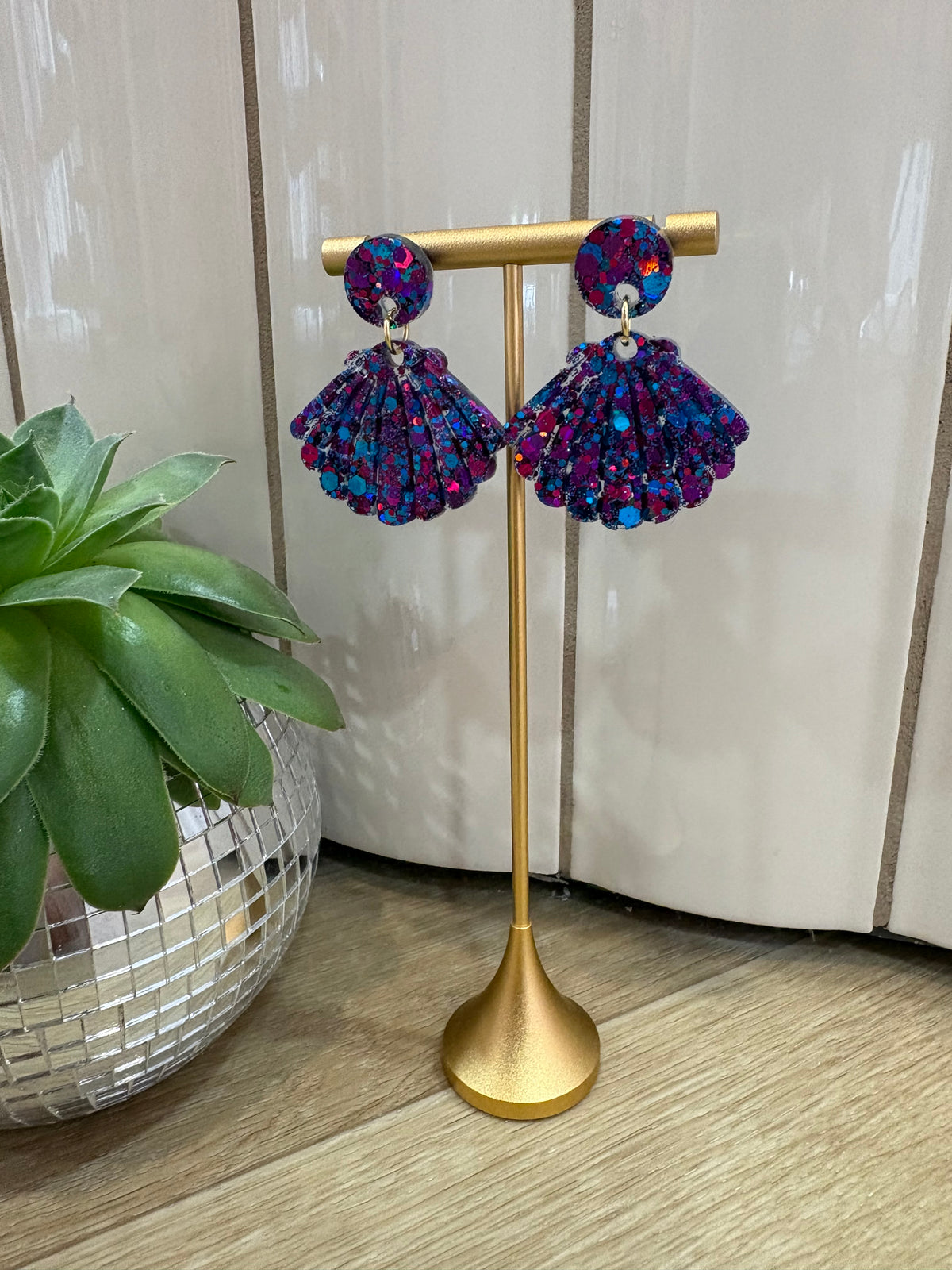 Boucles d'oreilles Coquillage - Mix bleu & violet