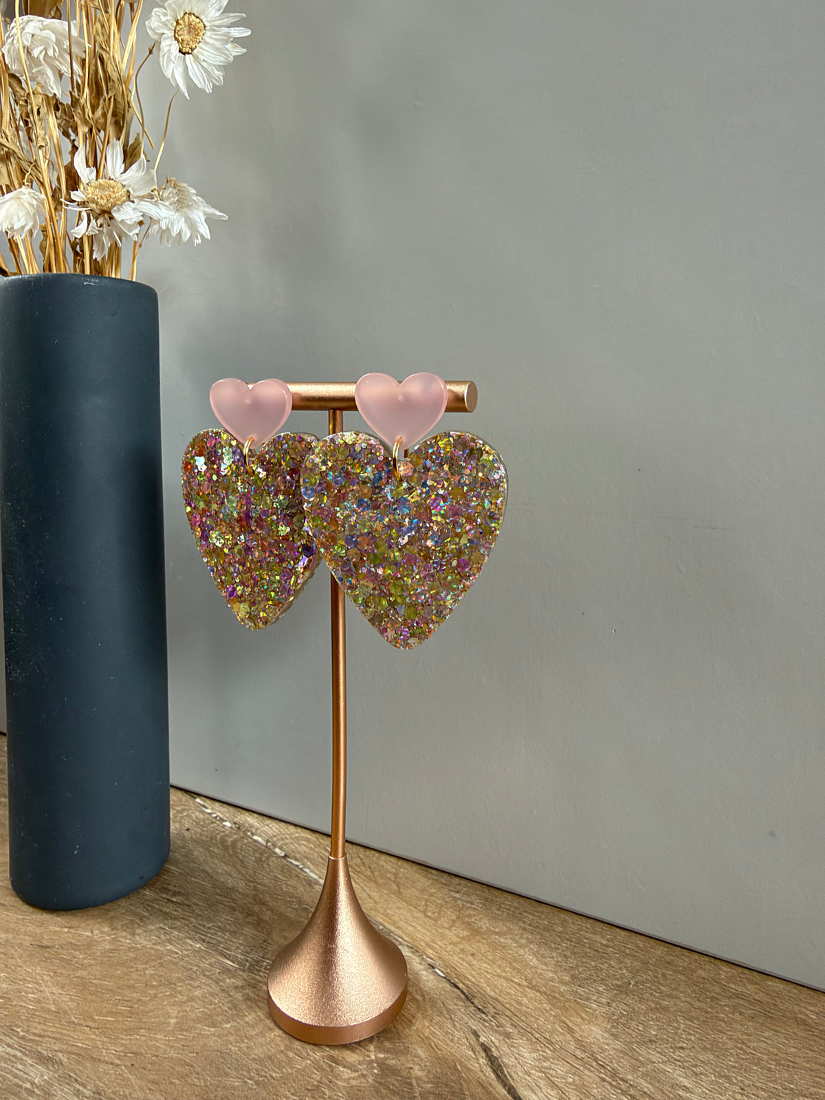 Boucles d'oreilles Cœur XL - Mix doré