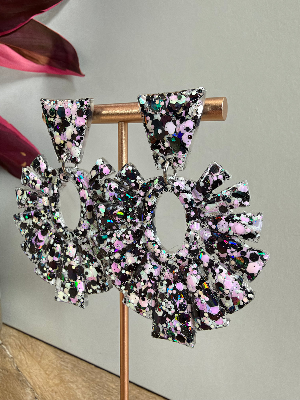 Boucles d'oreilles Marly - Noir & rose