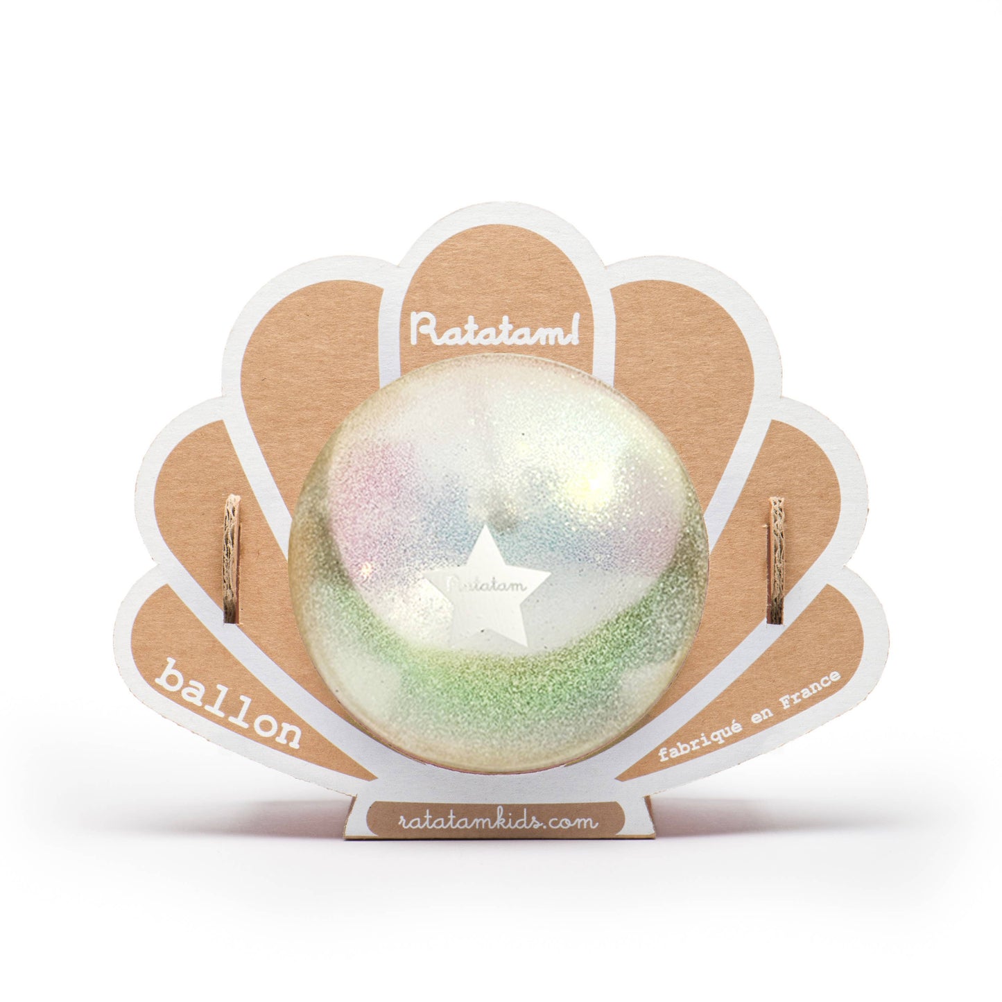 Petit ballon pailleté coquillage 10 cm: Blanc