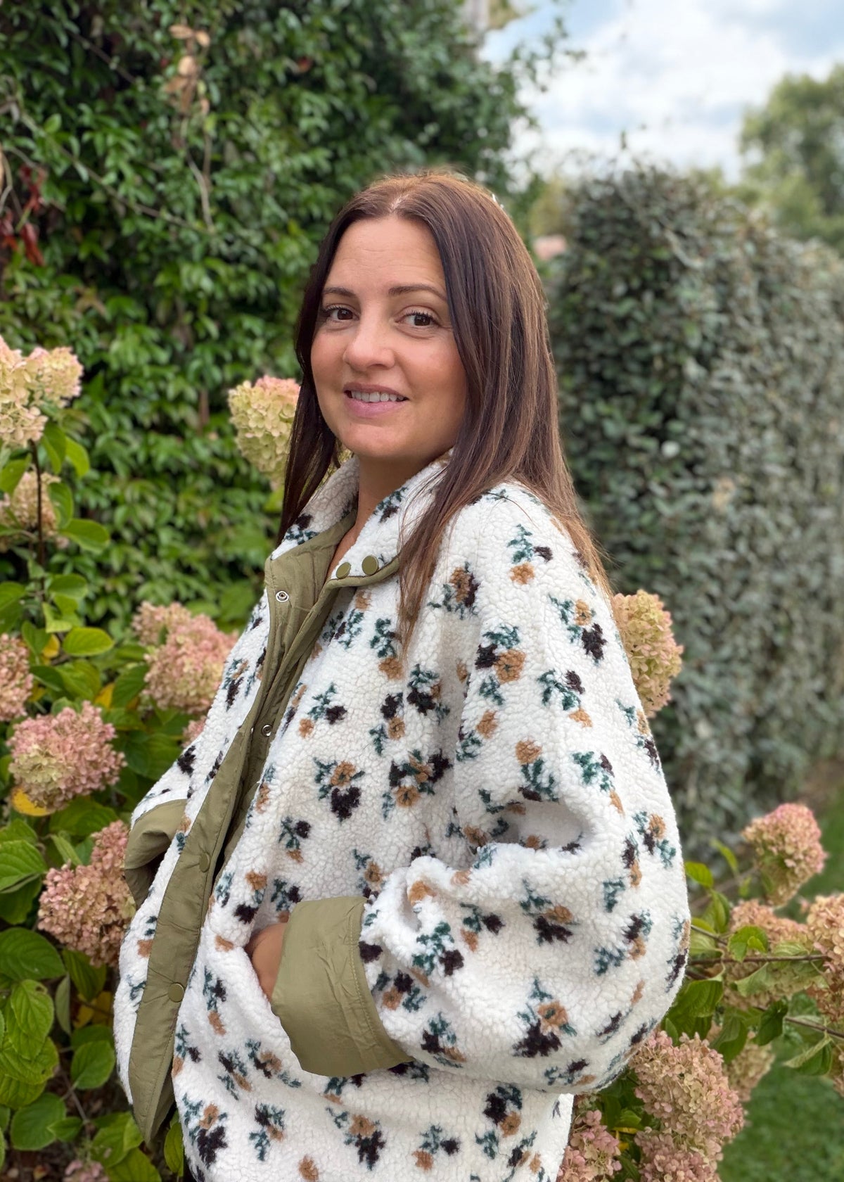 Veste Louna fleurs kaki