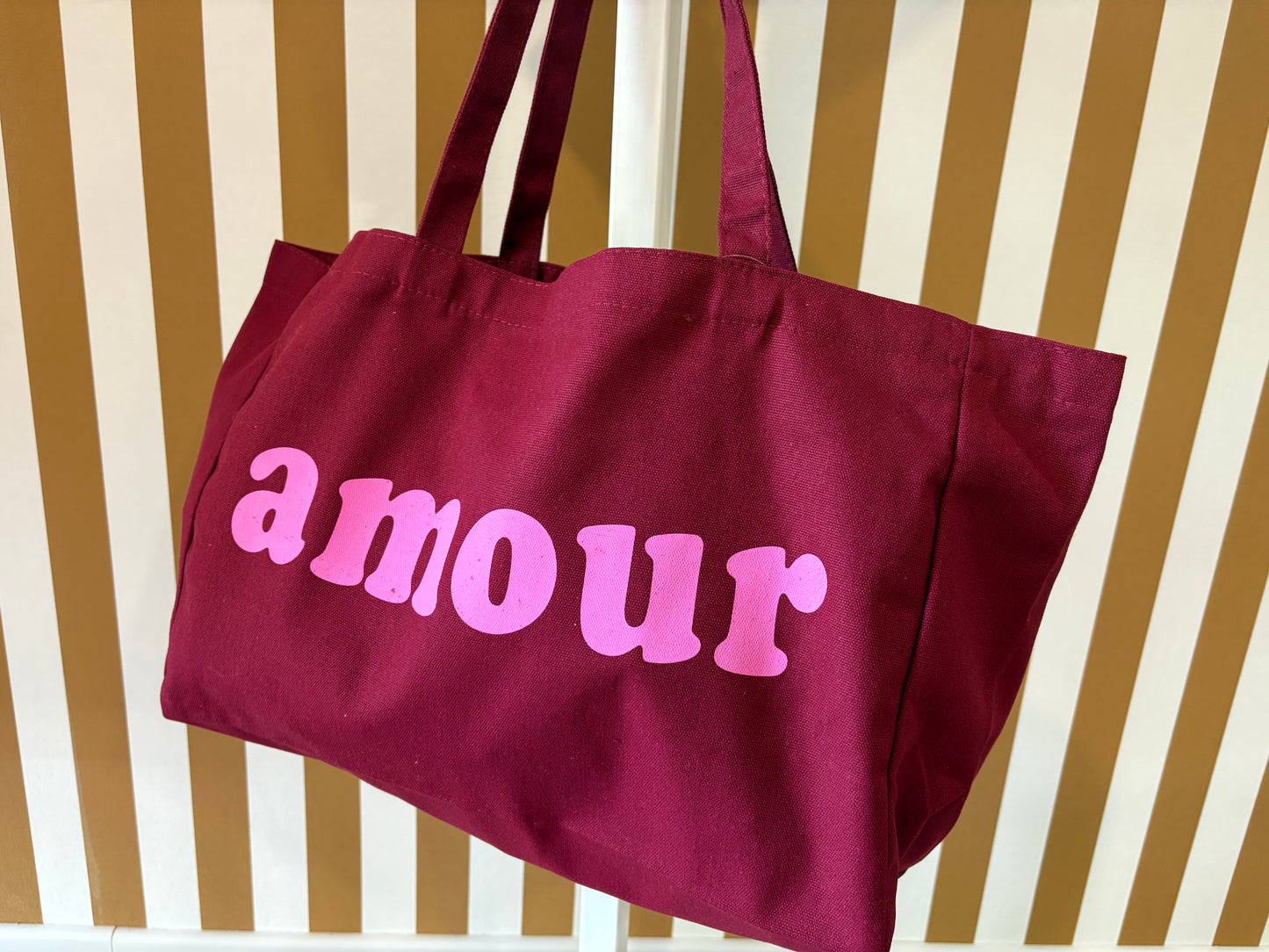 Grand cabas Amour uni bordeaux