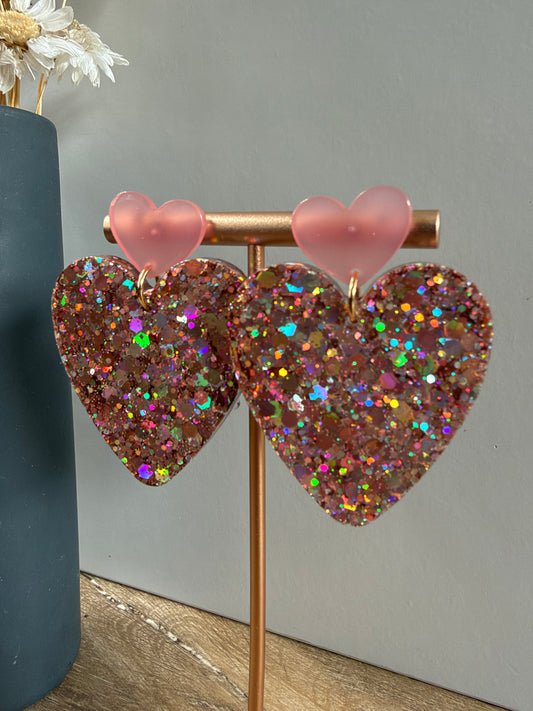 Boucles d'oreilles Cœur XL - Champagne