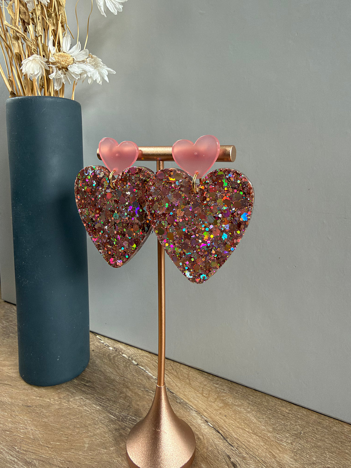 Boucles d'oreilles Cœur XL - Champagne