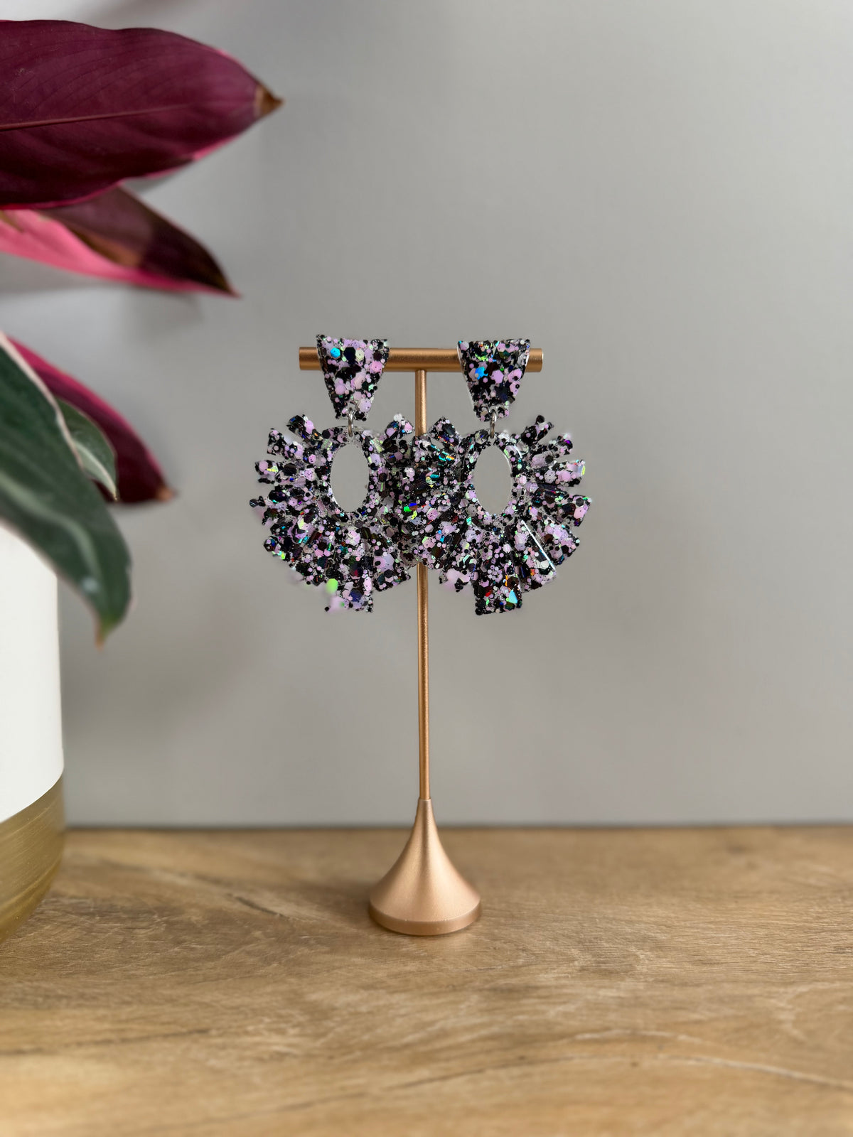 Boucles d'oreilles Marly - Noir & rose