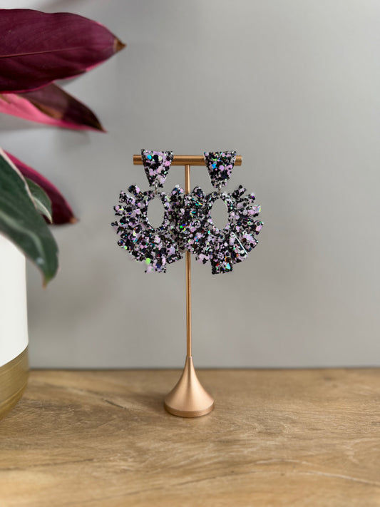 Boucles d'oreilles Marly - Noir & rose