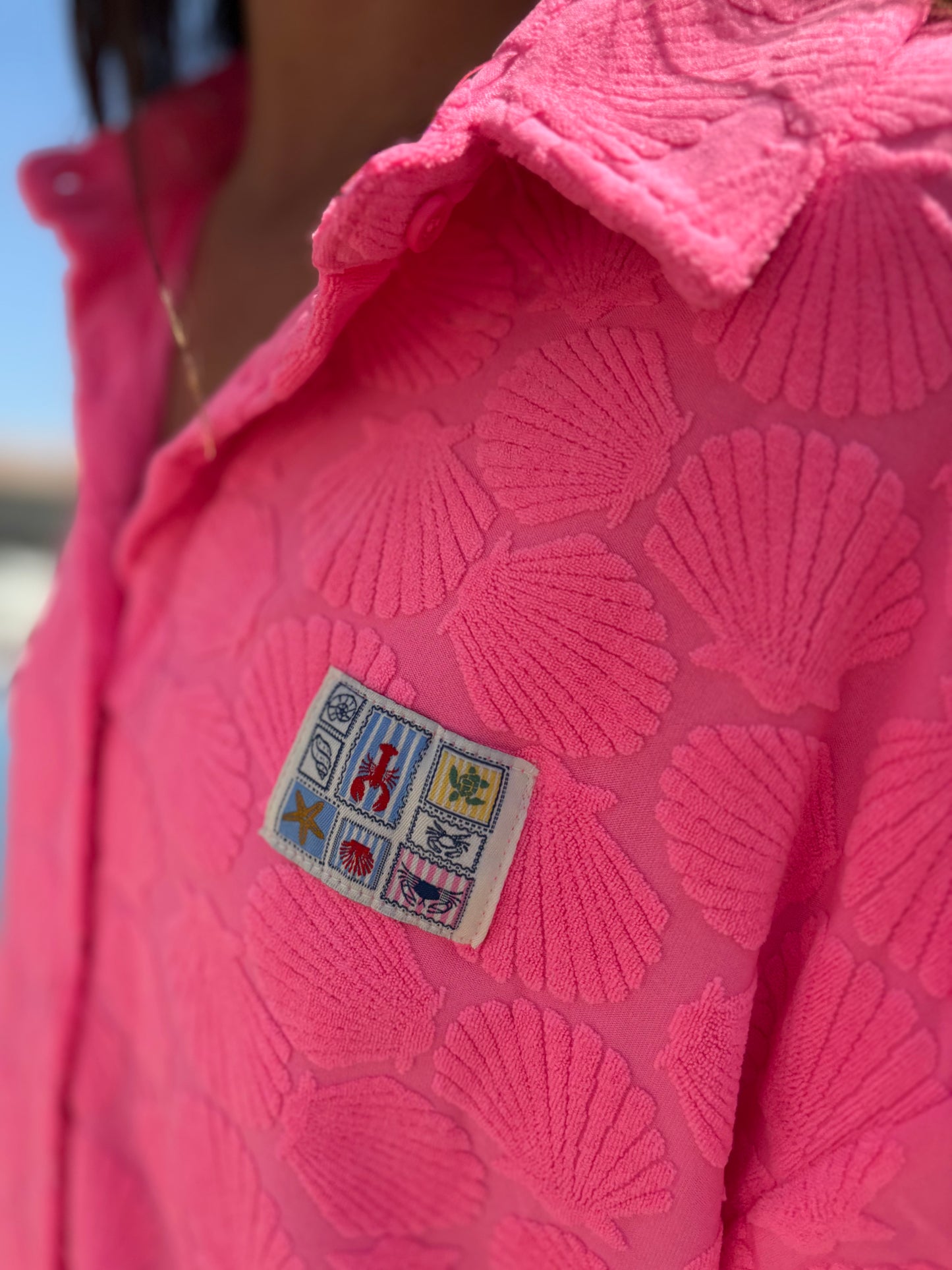 Robe éponge rose fluo
