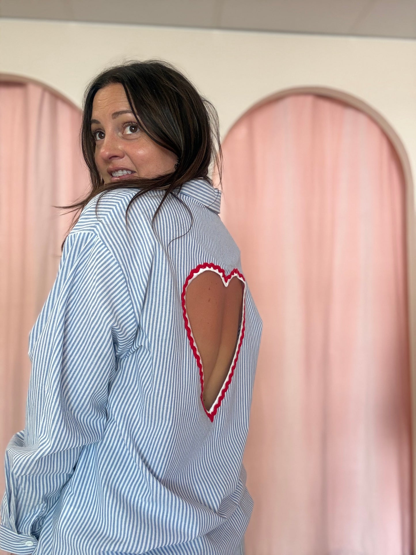 Chemise cœur bleu