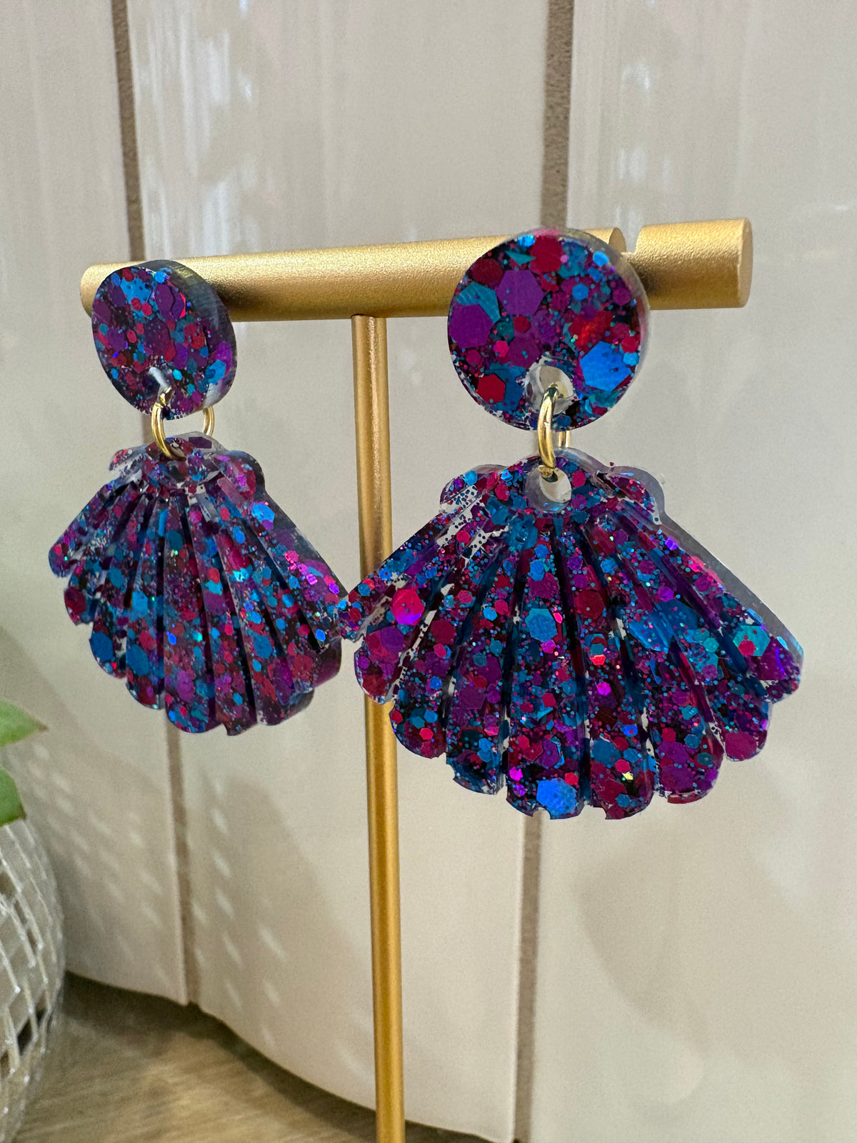 Boucles d'oreilles Coquillage - Mix bleu & violet
