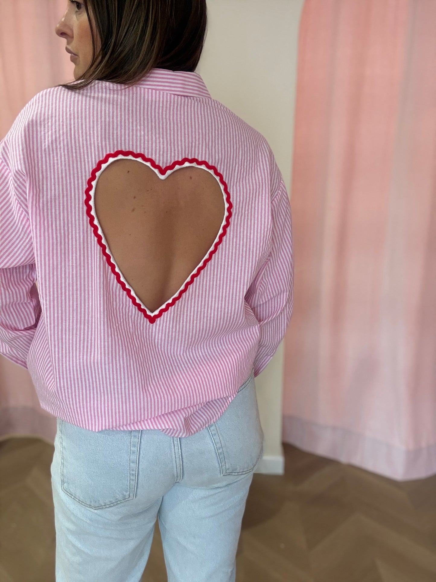 Chemise cœur rose