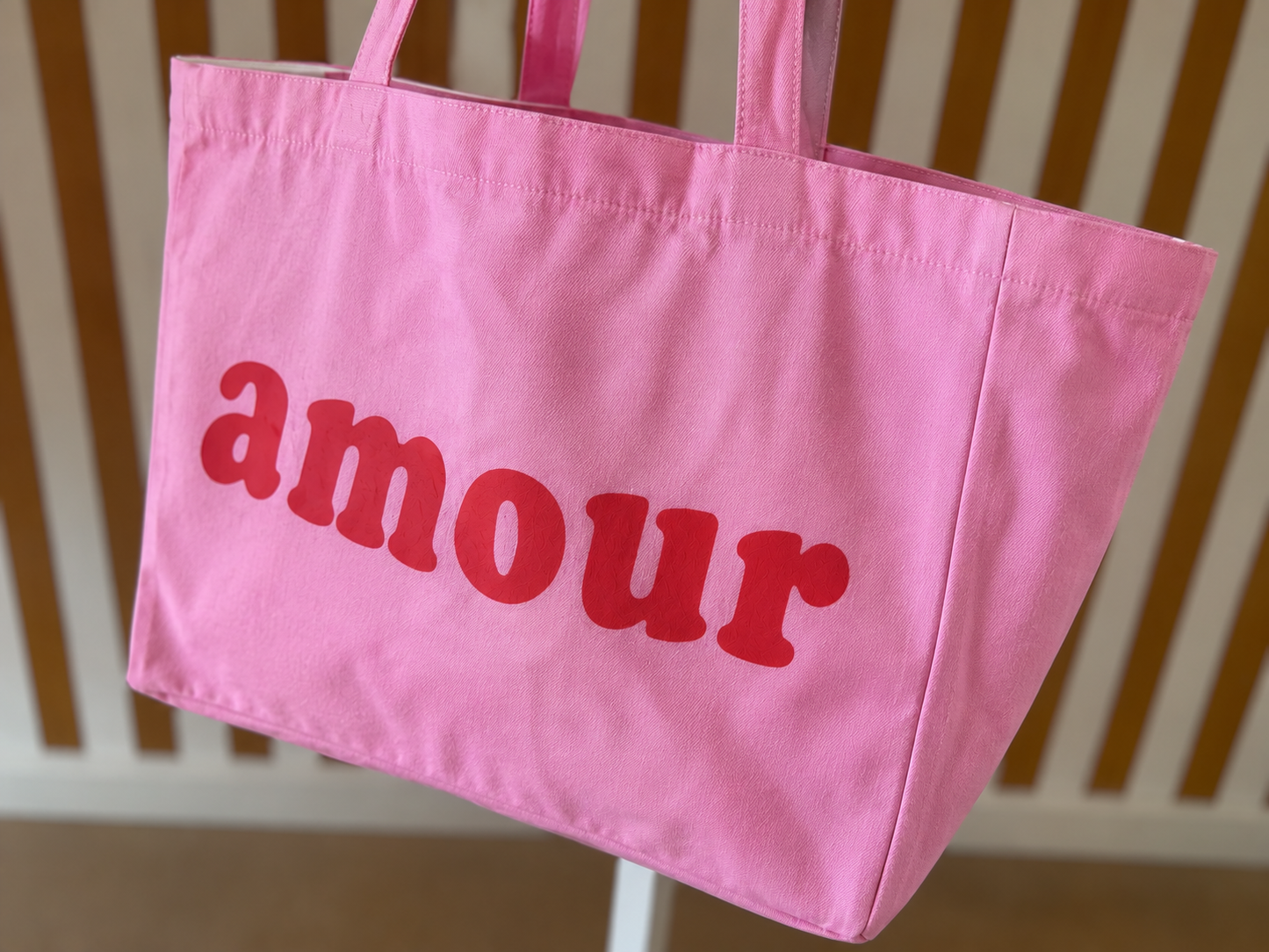 Grand cabas Amour uni rose 💗