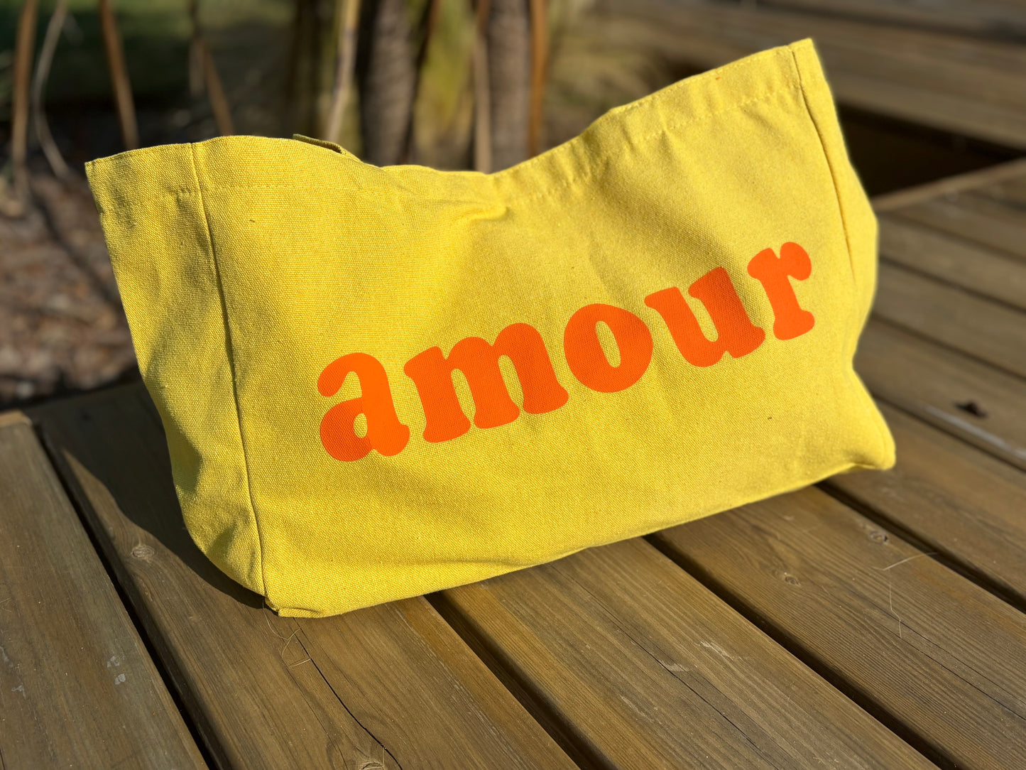 Grand cabas Amour uni jaune