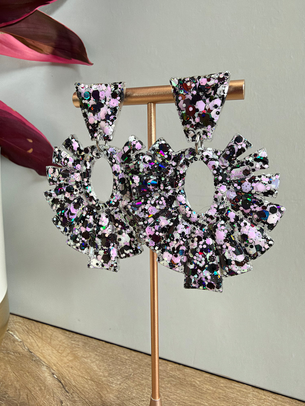 Boucles d'oreilles Marly - Noir & rose