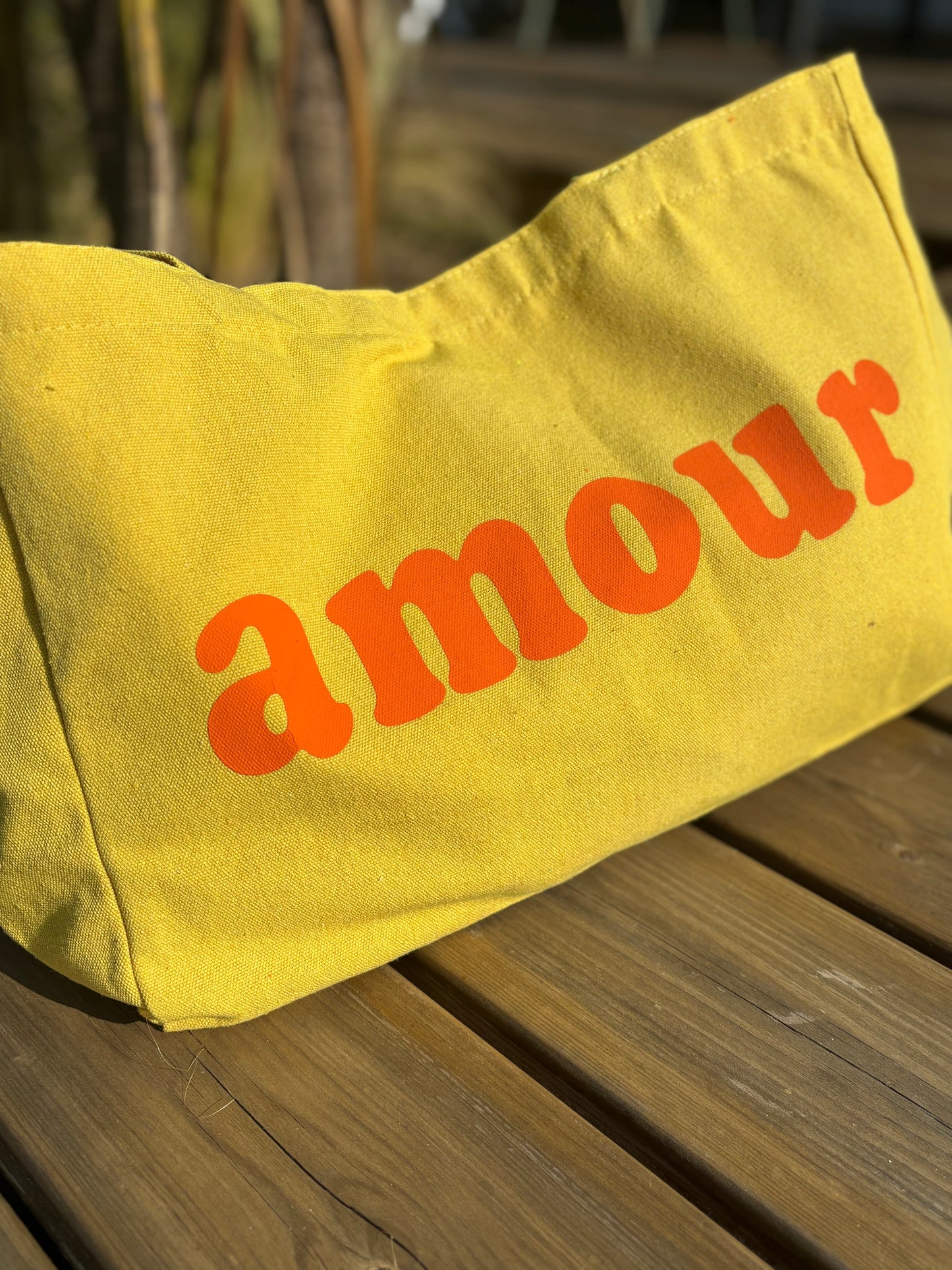 Grand cabas Amour uni jaune