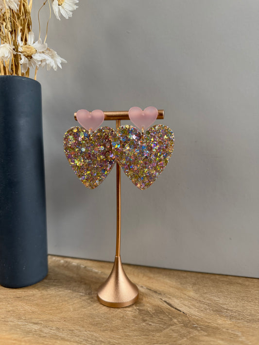 Boucles d'oreilles Cœur XL - Mix doré