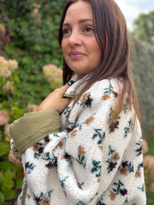 Veste Louna fleurs kaki