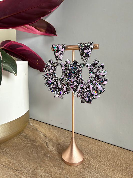 Boucles d'oreilles Marly - Noir & rose