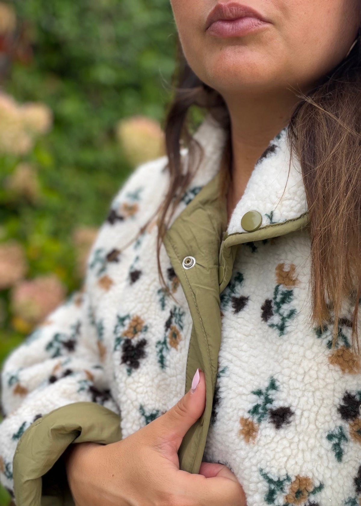 Veste Louna fleurs kaki