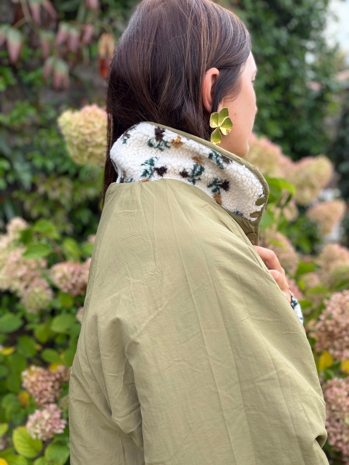 Veste Louna fleurs kaki