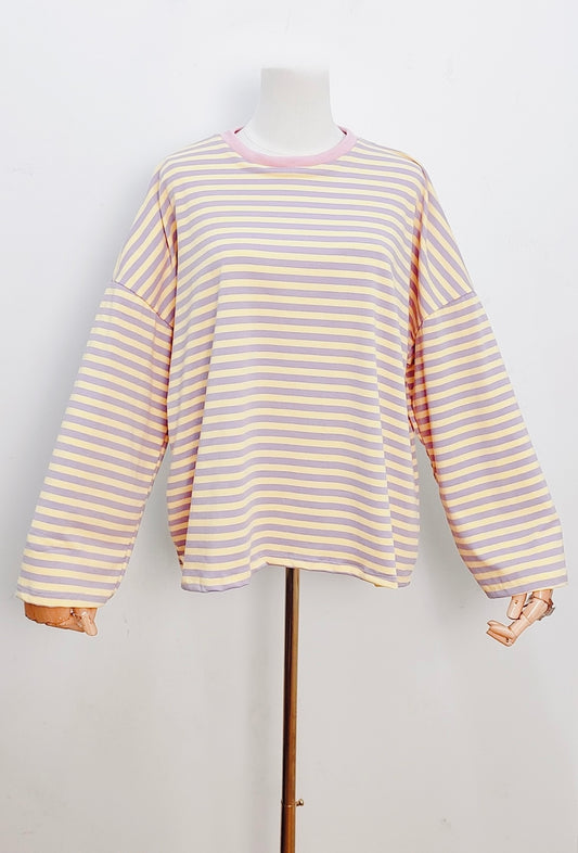 T-shirt Marine jaune & mauve