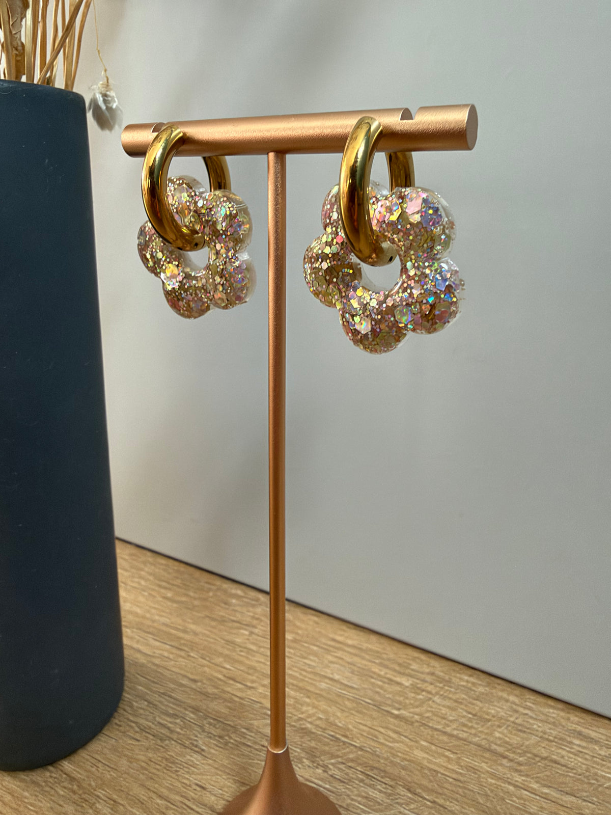 Boucles d'oreilles Fleur - Mix doré