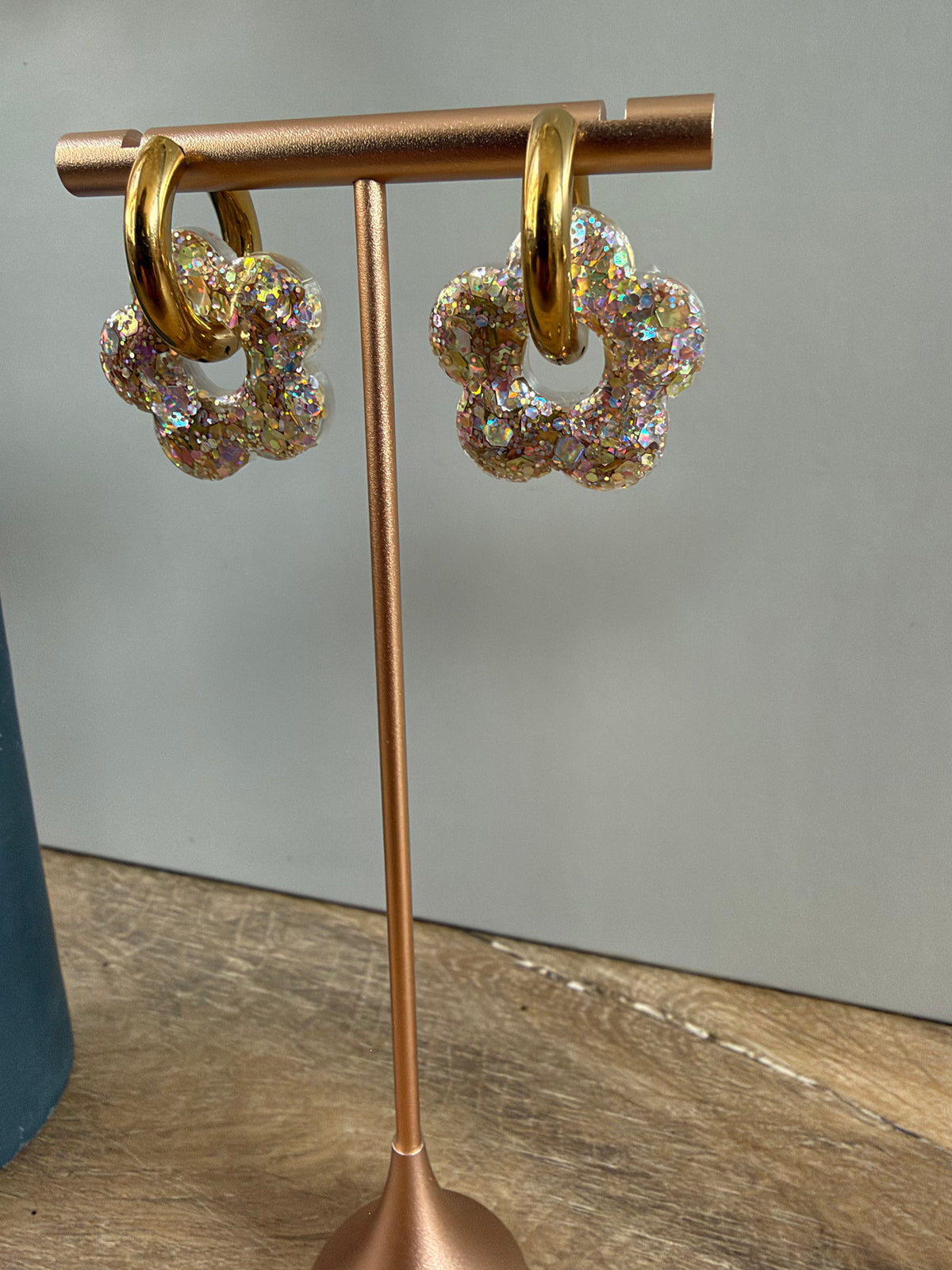 Boucles d'oreilles Fleur - Mix doré