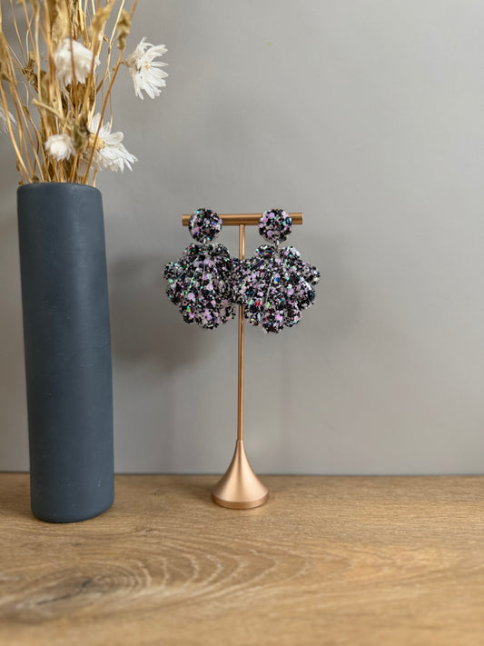 Boucles d’oreilles Coquillage XL - Noir & rose