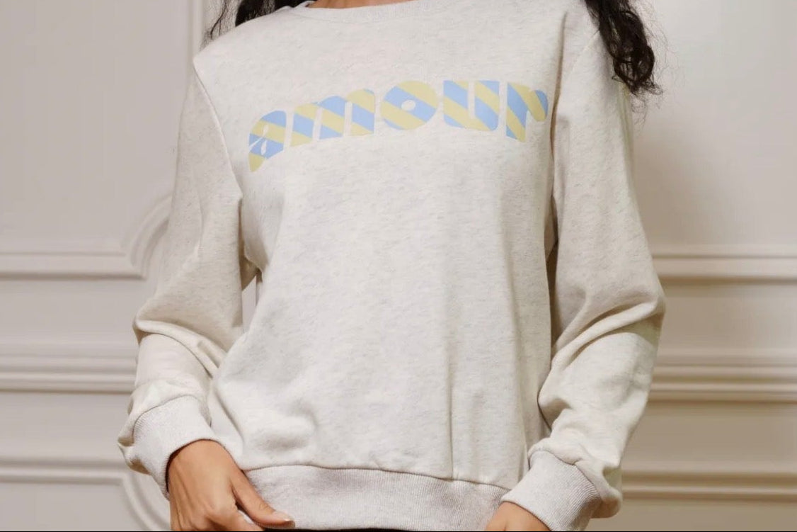 Sweat léger AMOUR jaune & bleu